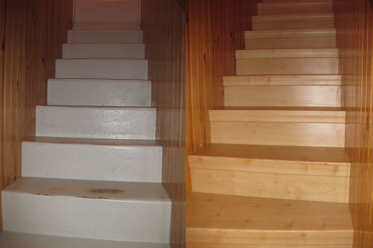 Laminat Ahorn auf Betontreppe