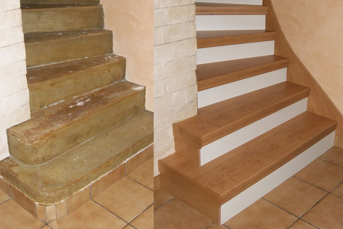 Laminat Eiche auf Betontreppe