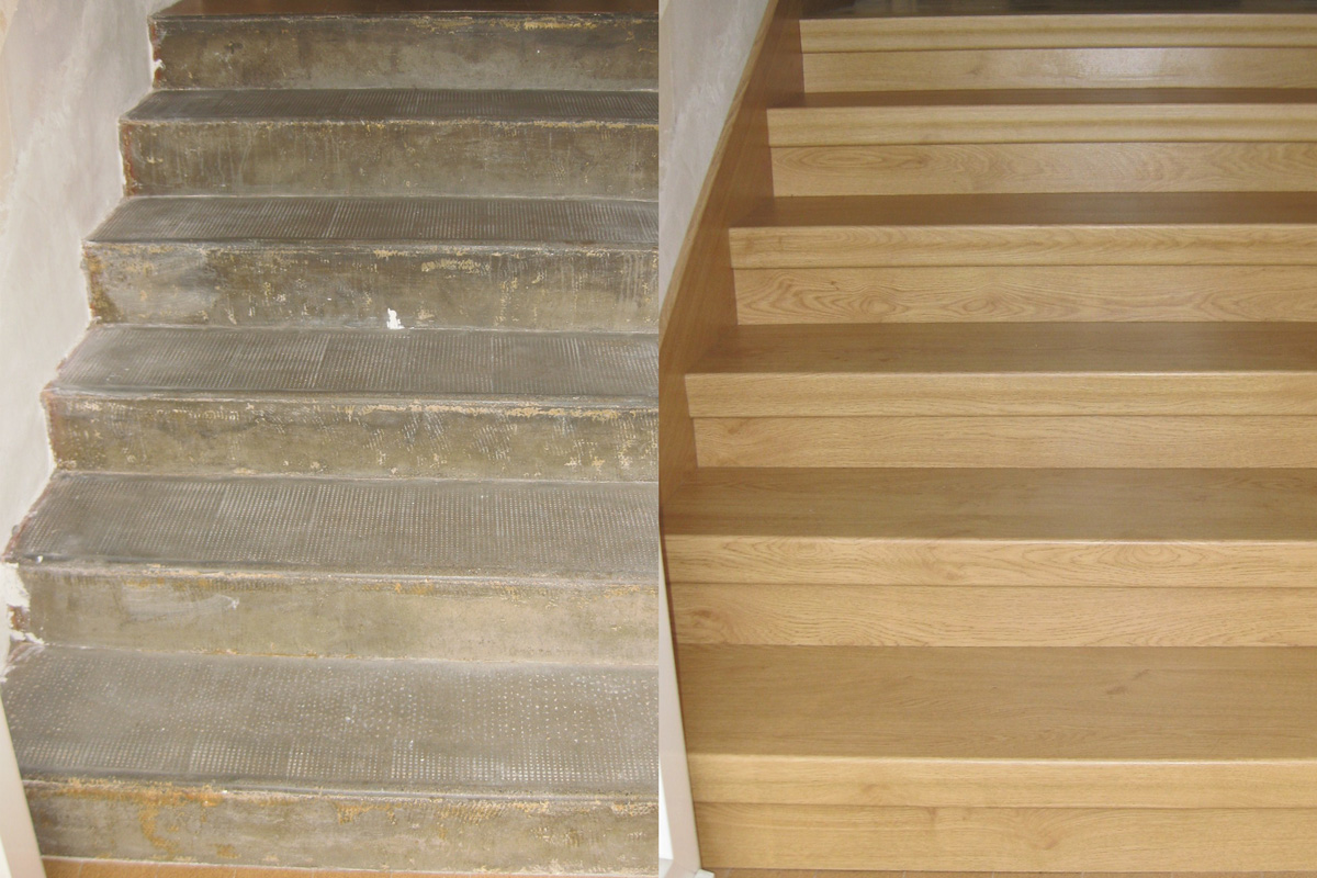 Laminat Eiche auf Betontreppe