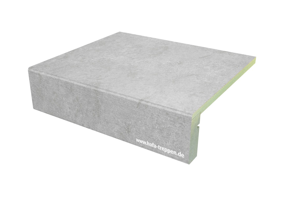 Stufenansicht Laminatstufe gerade Betongrau Stone