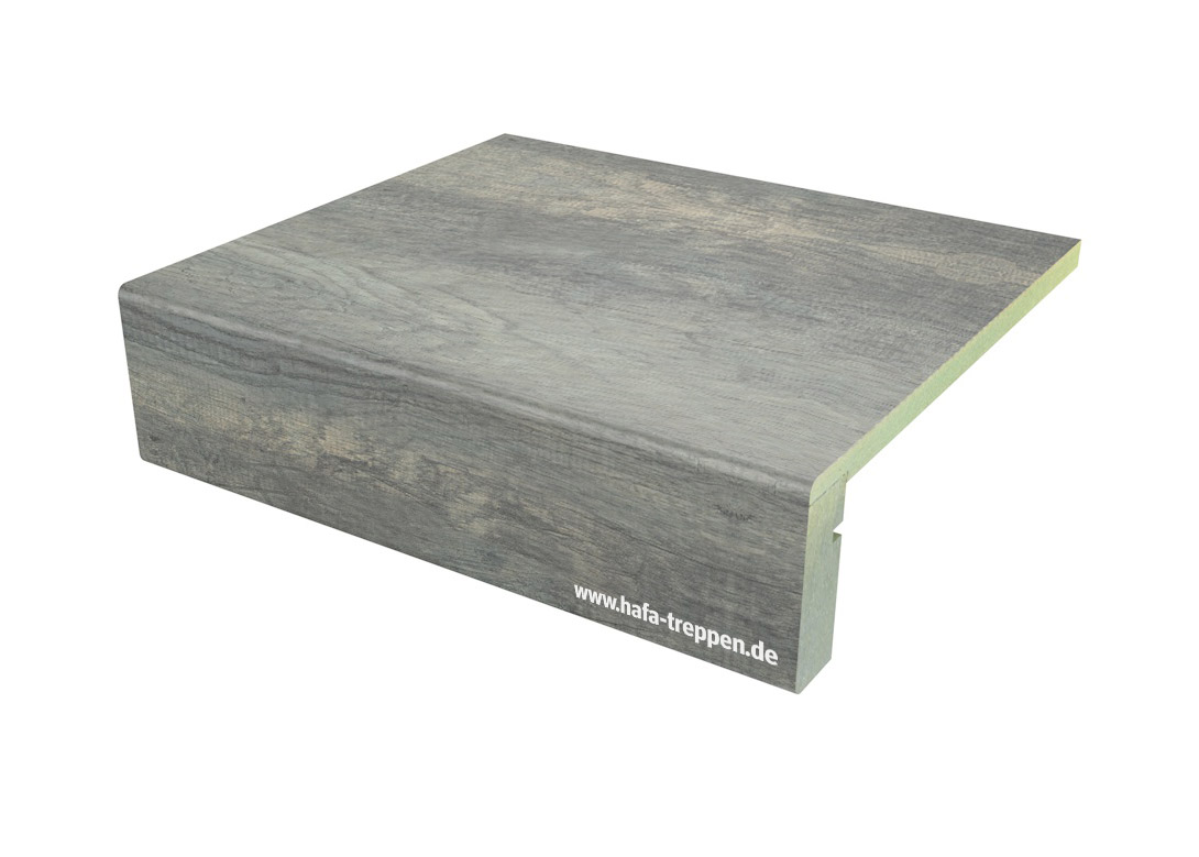 Stufenansicht Laminatstufe gerade Eiche Vintage Grau